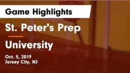 St. Peter's Prep  vs University  Game Highlights - Oct. 5, 2019