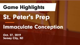 St. Peter's Prep  vs Immaculate Conception  Game Highlights - Oct. 27, 2019