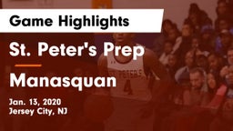St. Peter's Prep  vs Manasquan  Game Highlights - Jan. 13, 2020