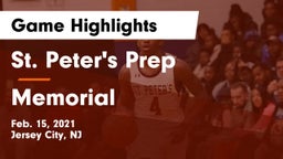 St. Peter's Prep  vs Memorial  Game Highlights - Feb. 15, 2021