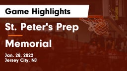 St. Peter's Prep  vs Memorial  Game Highlights - Jan. 28, 2022