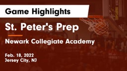 St. Peter's Prep  vs Newark Collegiate Academy  Game Highlights - Feb. 18, 2022