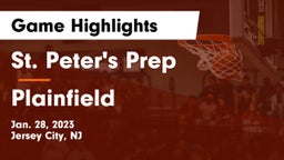 St. Peter's Prep  vs Plainfield  Game Highlights - Jan. 28, 2023