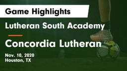 Lutheran South Academy vs Concordia Lutheran  Game Highlights - Nov. 10, 2020