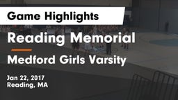 Reading Memorial  vs Medford Girls Varsity Game Highlights - Jan 22, 2017