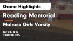 Reading Memorial  vs Melrose Girls Varsity Game Highlights - Jan 24, 2017