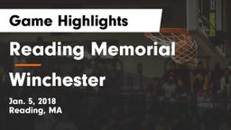 Reading Memorial  vs Winchester  Game Highlights - Jan. 5, 2018