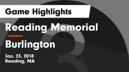 Reading Memorial  vs Burlington  Game Highlights - Jan. 23, 2018