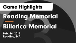 Reading Memorial  vs Billerica Memorial  Game Highlights - Feb. 26, 2018