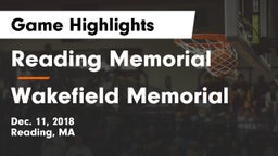 Reading Memorial  vs Wakefield Memorial  Game Highlights - Dec. 11, 2018