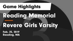 Reading Memorial  vs Revere Girls Varsity Game Highlights - Feb. 25, 2019