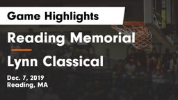 Reading Memorial  vs Lynn Classical  Game Highlights - Dec. 7, 2019