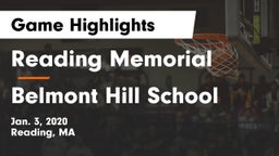 Reading Memorial  vs Belmont Hill School Game Highlights - Jan. 3, 2020