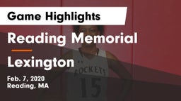 Reading Memorial  vs Lexington  Game Highlights - Feb. 7, 2020