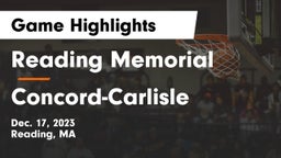 Reading Memorial  vs Concord-Carlisle  Game Highlights - Dec. 17, 2023