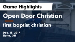 Open Door Christian  vs first baptist christian Game Highlights - Dec. 15, 2017