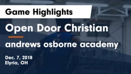 Open Door Christian  vs andrews osborne academy Game Highlights - Dec. 7, 2018