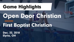 Open Door Christian  vs First Baptist Christian Game Highlights - Dec. 22, 2018