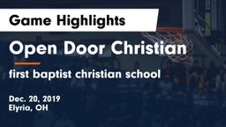 Open Door Christian  vs first baptist christian school Game Highlights - Dec. 20, 2019