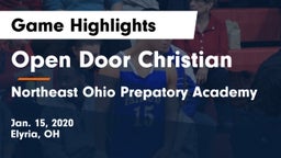 Open Door Christian  vs Northeast Ohio Prepatory Academy Game Highlights - Jan. 15, 2020