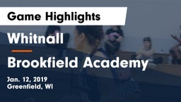 Whitnall  vs Brookfield Academy  Game Highlights - Jan. 12, 2019