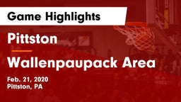 Pittston  vs Wallenpaupack Area  Game Highlights - Feb. 21, 2020