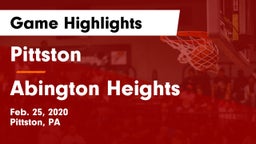 Pittston  vs Abington Heights  Game Highlights - Feb. 25, 2020