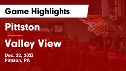 Pittston  vs Valley View  Game Highlights - Dec. 22, 2023