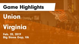 Union  vs Virginia  Game Highlights - Feb. 20, 2019