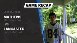 Recap: Mathews  vs. Lancaster  2016