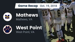 Recap: Mathews  vs. West Point  2018