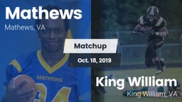 Matchup: Mathews  vs. King William  2019