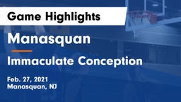 Manasquan  vs Immaculate Conception  Game Highlights - Feb. 27, 2021