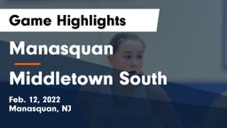 Manasquan  vs Middletown South  Game Highlights - Feb. 12, 2022
