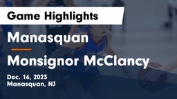 Manasquan  vs Monsignor McClancy Game Highlights - Dec. 16, 2023