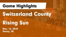 Switzerland County  vs Rising Sun  Game Highlights - Nov. 16, 2018