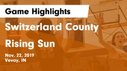 Switzerland County  vs Rising Sun  Game Highlights - Nov. 22, 2019