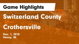 Switzerland County  vs Crothersville  Game Highlights - Dec. 1, 2018