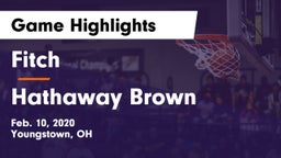 Fitch  vs Hathaway Brown  Game Highlights - Feb. 10, 2020