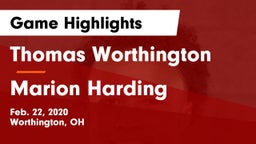 Thomas Worthington  vs Marion Harding  Game Highlights - Feb. 22, 2020