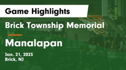 Brick Township Memorial  vs Manalapan  Game Highlights - Jan. 21, 2023