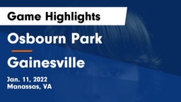Osbourn Park  vs Gainesville  Game Highlights - Jan. 11, 2022