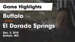 Buffalo  vs El Dorado Springs  Game Highlights - Dec. 3, 2018