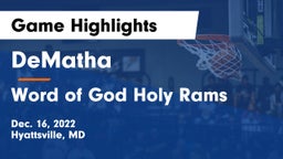 DeMatha  vs Word of God Holy Rams Game Highlights - Dec. 16, 2022