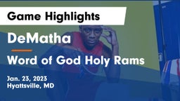 DeMatha  vs Word of God Holy Rams Game Highlights - Jan. 23, 2023