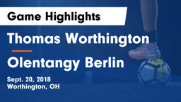 Thomas Worthington  vs Olentangy Berlin  Game Highlights - Sept. 20, 2018