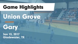 Union Grove  vs Gary  Game Highlights - Jan 13, 2017