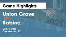 Union Grove  vs Sabine  Game Highlights - Dec. 4, 2020