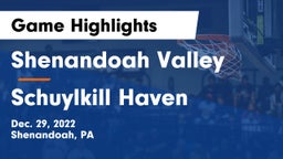 Shenandoah Valley  vs Schuylkill Haven  Game Highlights - Dec. 29, 2022