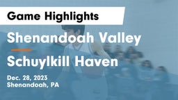 Shenandoah Valley  vs Schuylkill Haven  Game Highlights - Dec. 28, 2023